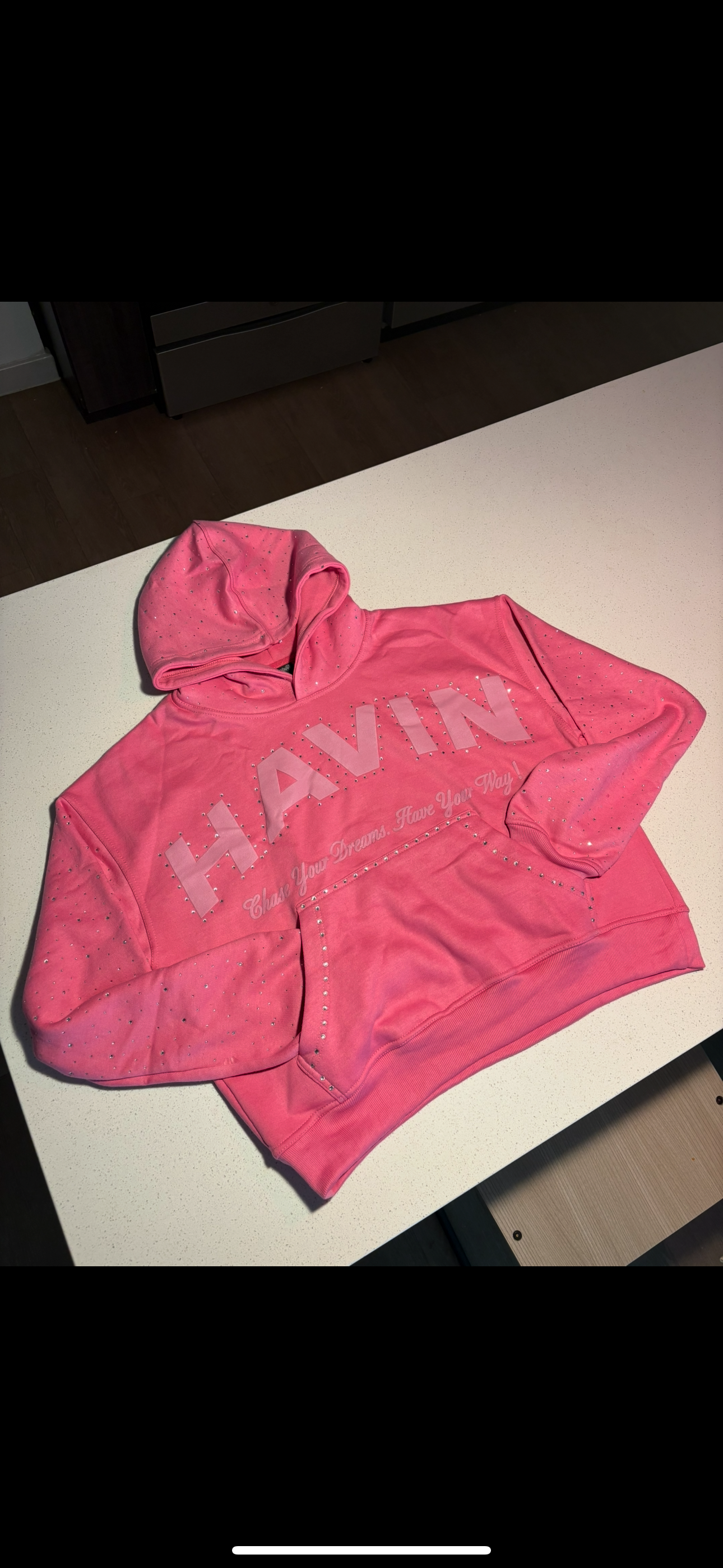 “ Pink Heartz” Rhinestone Hoodie