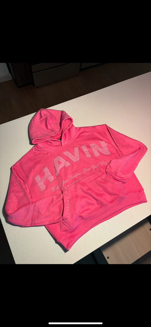 “ Pink Heartz” Rhinestone Hoodie