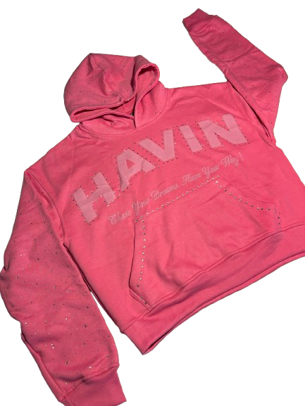 “ Pink Heartz” Rhinestone Hoodie